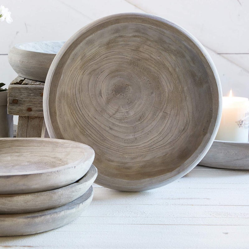 Santa Barbara Design Studio Wood Bowls TableSugar Hand Carved Paulownia Wood Serving Bowl, Large, Grey - Image 2